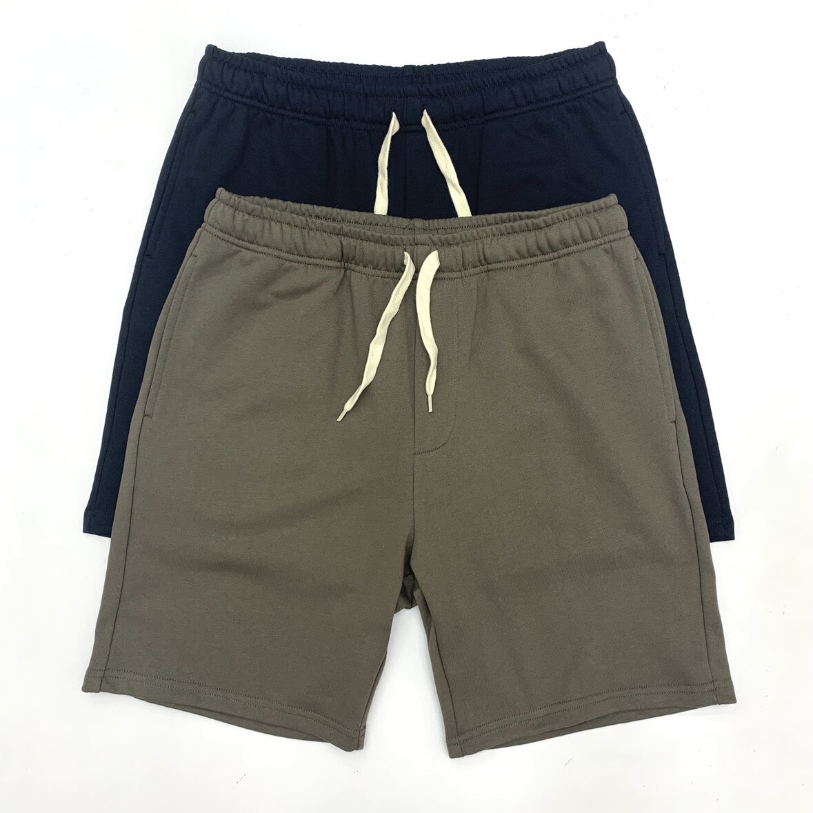 针织毛圈短裤男日系复古简单慵懒松紧黑色宽松大码休闲运动五分裤