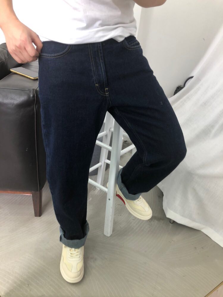 嘻哈阿美咔叽加厚加大码牛仔裤