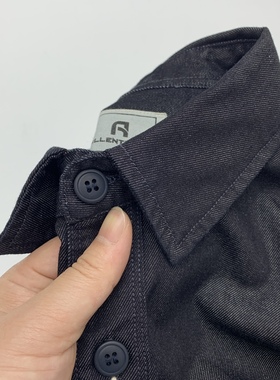 黑色原色工装牛仔衬衫阿美咔叽欧美街头机车秋季宽松大码长袖衬衣