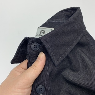 长袖 黑色原色工装 宽松大码 阿美咔叽欧美街头机车秋季 衬衣 牛仔衬衫