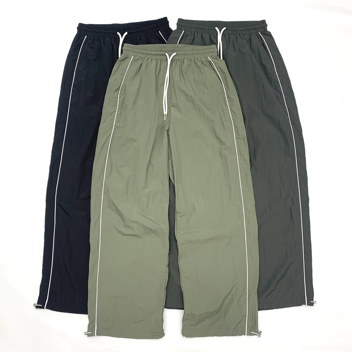 出韩国运动休闲裤男夏季薄款学院风格情侣宽松直筒速干户外长裤女