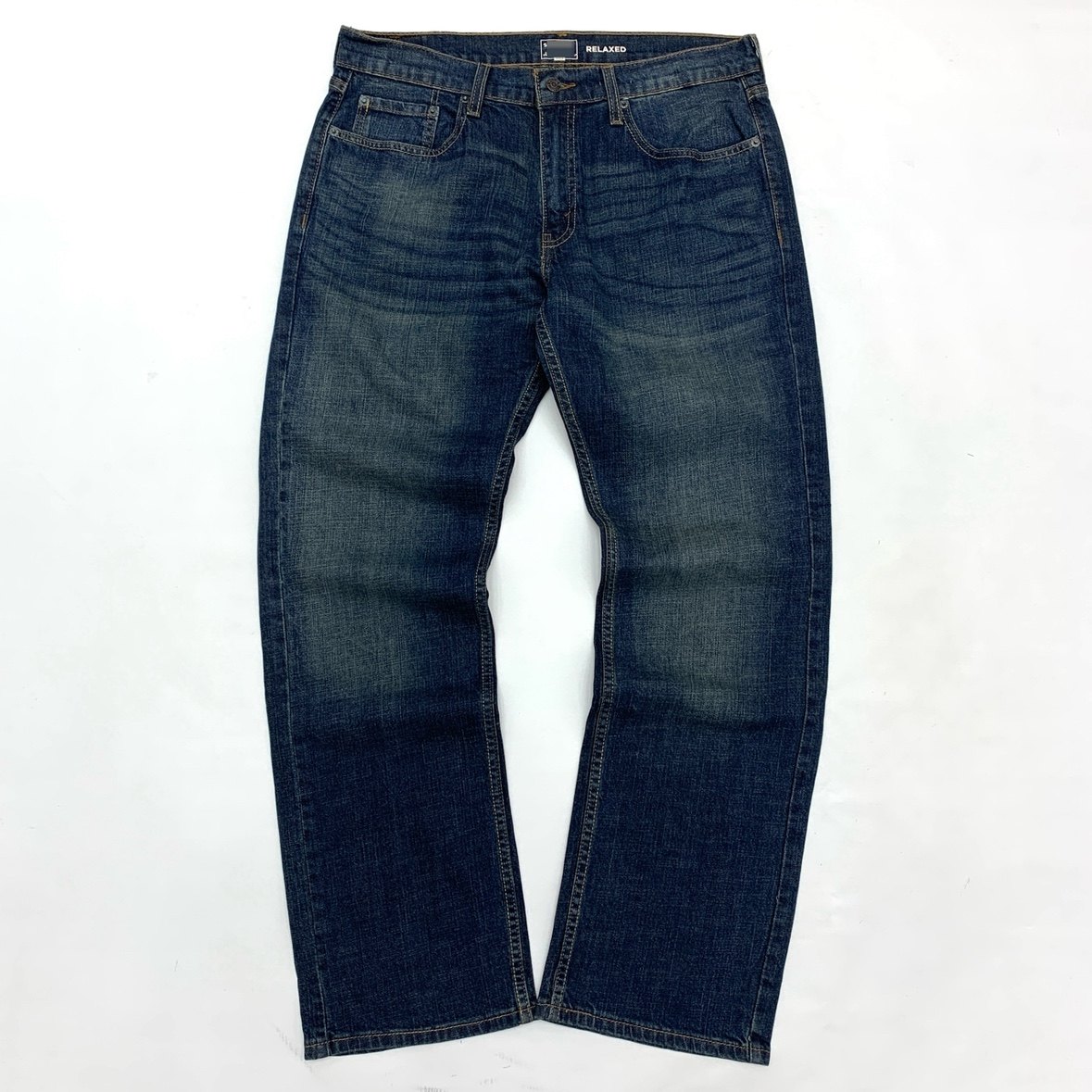 美式复古重水洗做旧牛仔裤男日系宽松直筒外单阔腿拖地老爹长裤男