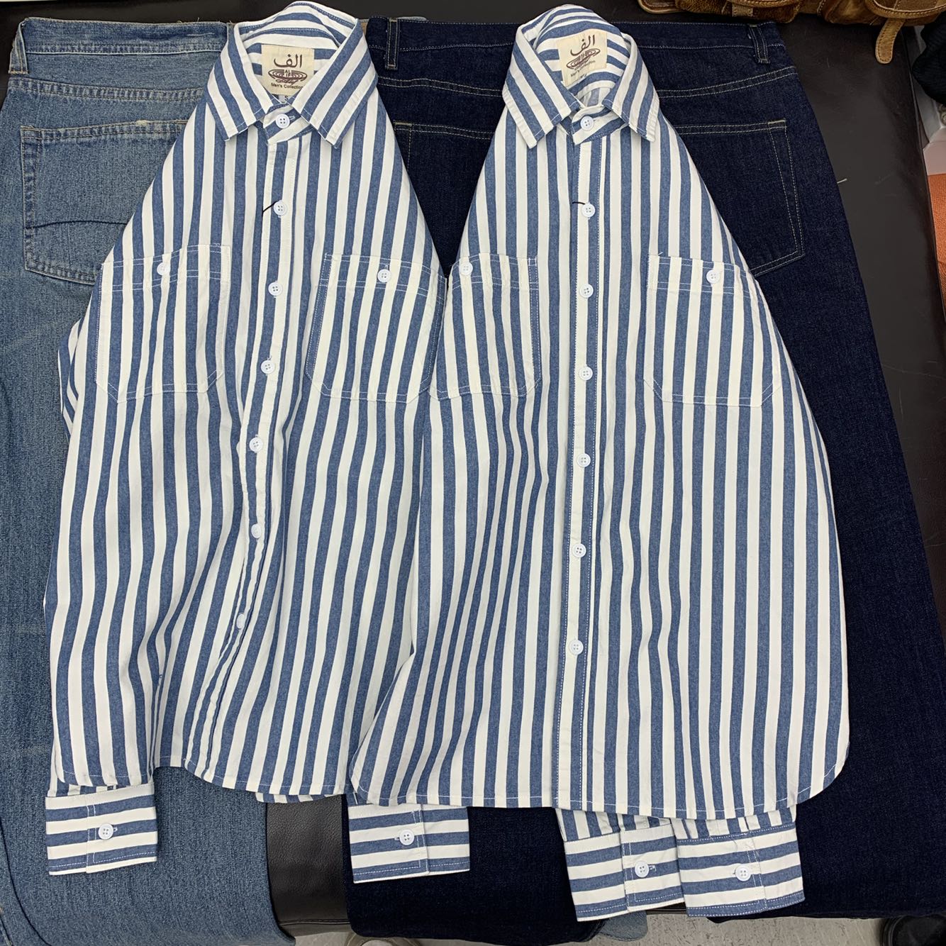 英伦简约条纹 男士衬衫纯棉舒适 日系复古 原宿学院风格宽松衬衣