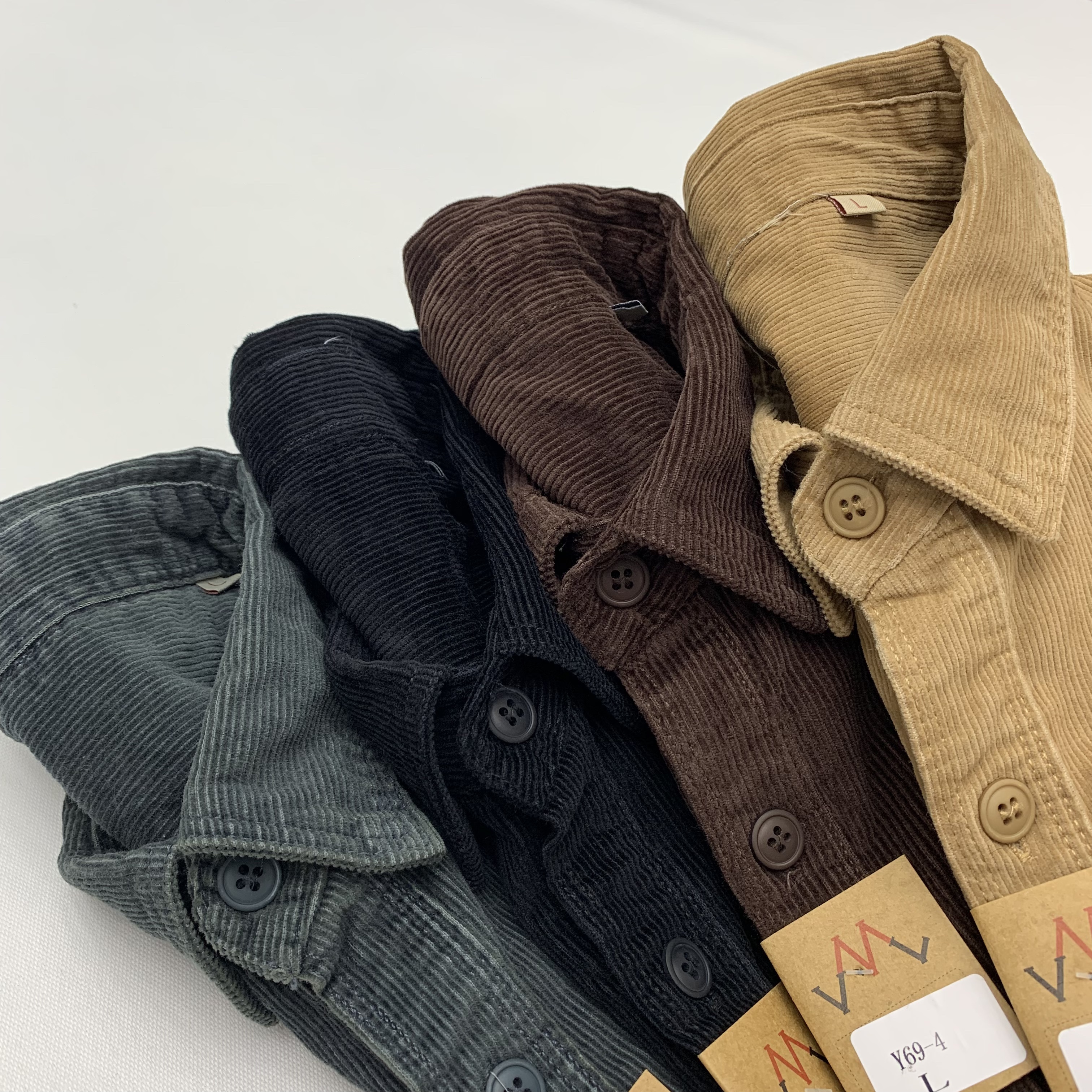 阿美咔叽全棉灯芯绒衬衫男