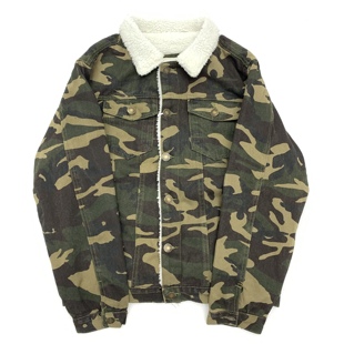 迷彩短夹克男羊羔绒 秋冬保暖外套 加绒加厚水洗做旧街头军工装
