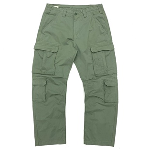 纯棉水洗阿美咔叽日系复古宽松直筒阔腿裤 男秋季 多口袋休闲裤 工装