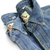 外套女 男厚实宽松阿美咔叽日系复古扣领工装 美式 做旧水洗牛仔衬衫