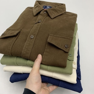加厚秋冬休闲上衣磨毛衬衣 军事风复古工装 全棉重磅衬衫 外套男美式