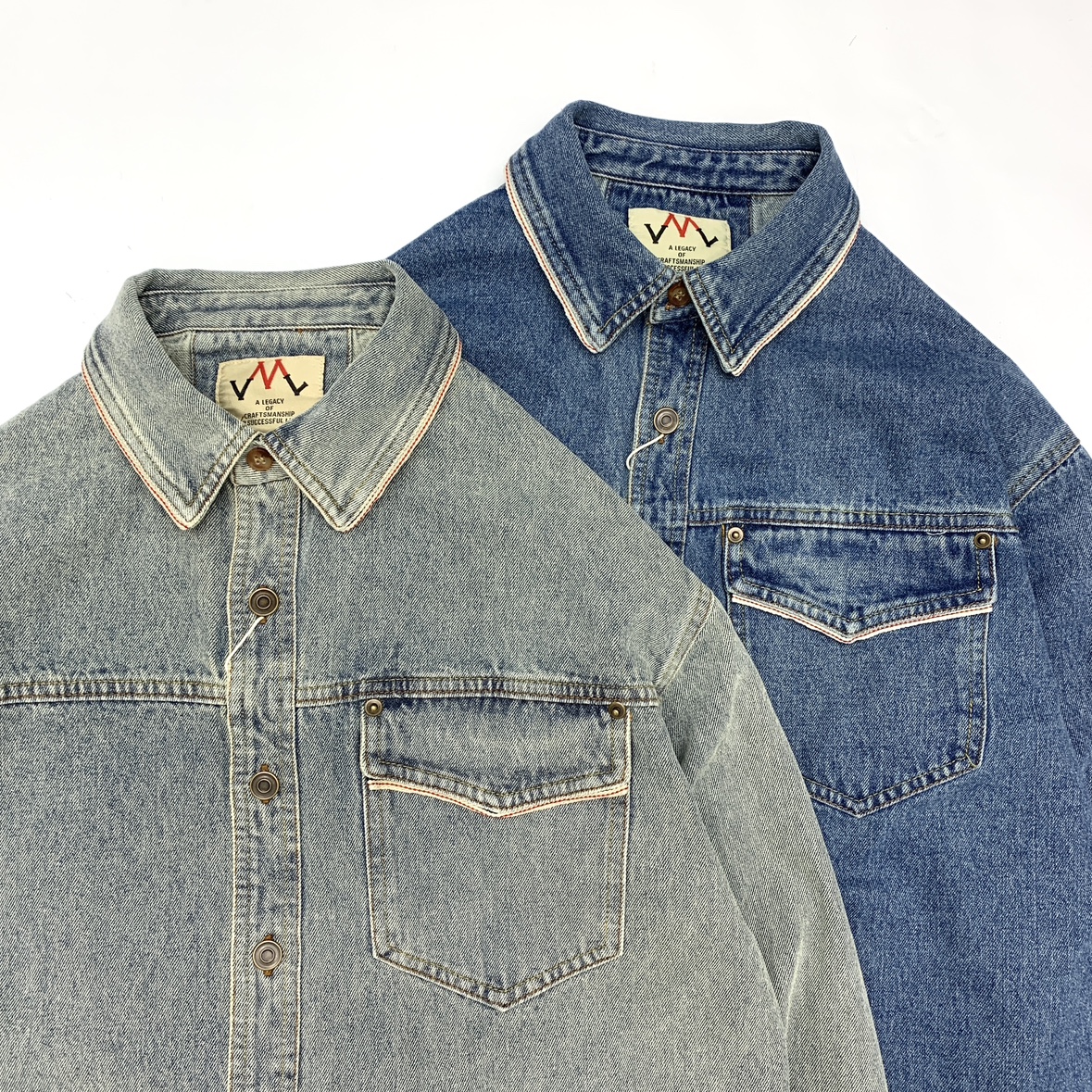 美式水洗做旧牛仔衬衫