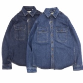 牛仔衬衫 阿美咔叽秋季 机车款 重磅厚实工装 复古宽松休闲大码 衬衣男