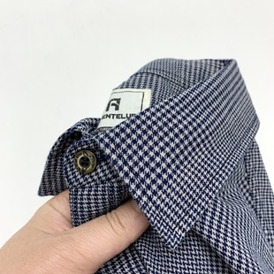 工装 美式 全棉宽松休闲外套 男千鸟格日系复古衬衣Vintage 格子衬衫