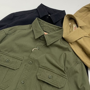 休闲加大码 阿美咔叽日系复古工装 长袖 男全棉秋季 宽松港风衬衣 衬衫