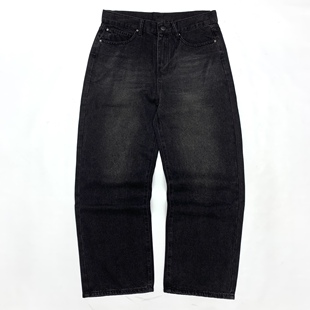 拖地裤 复古黑色阔腿宽松直筒休闲百搭老爹长裤 男美式 大直筒牛仔裤
