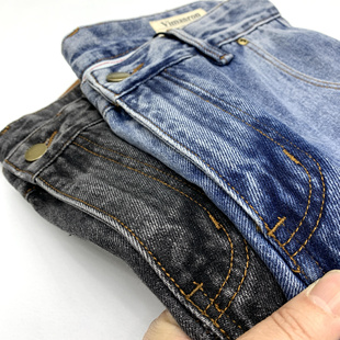 贴布裤 美式 水洗阔腿老爹裤 男重磅厚实复古伐木裤 宽松大直筒牛仔裤