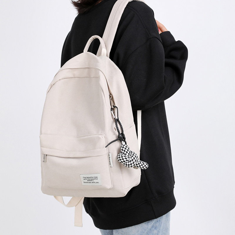 ins文艺帆布包初中生书包女学院风简约纯色背包高中大学生双肩包