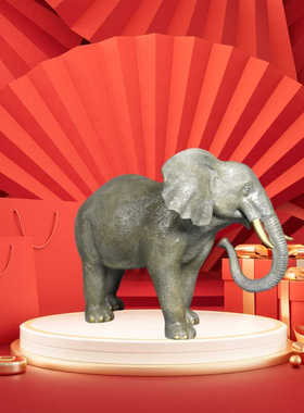 非洲大象大象摆件客厅装饰品彩铜