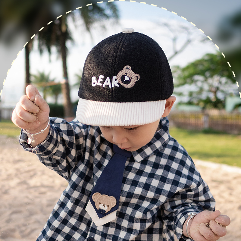 平平仄仄春秋冬款小熊鸭舌棒球帽