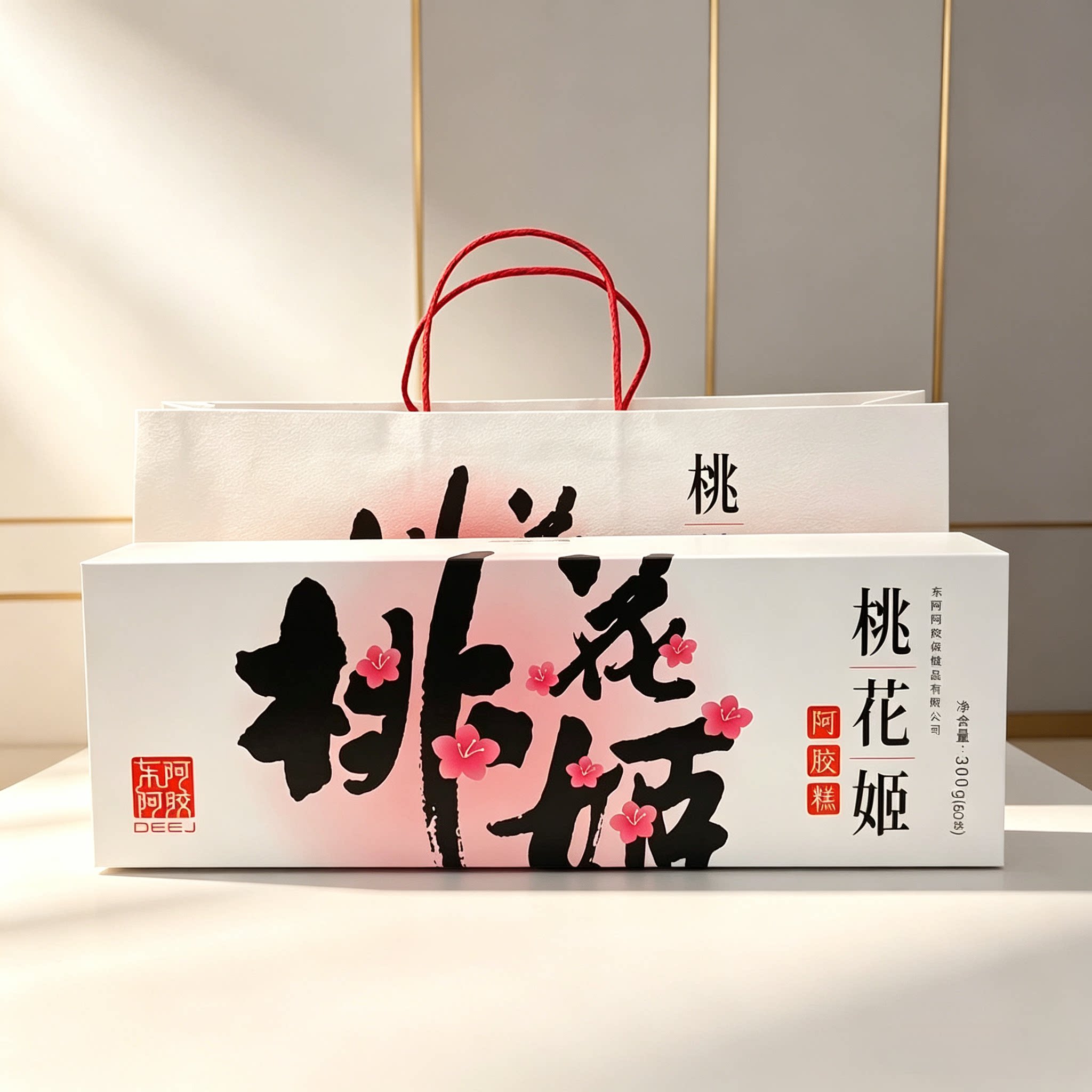 正品东阿阿胶桃花姬阿胶糕即食300克礼盒装