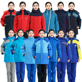 新款 加油站工作服防静电中国中化石油石化棉衣冬装 加长加厚防静电