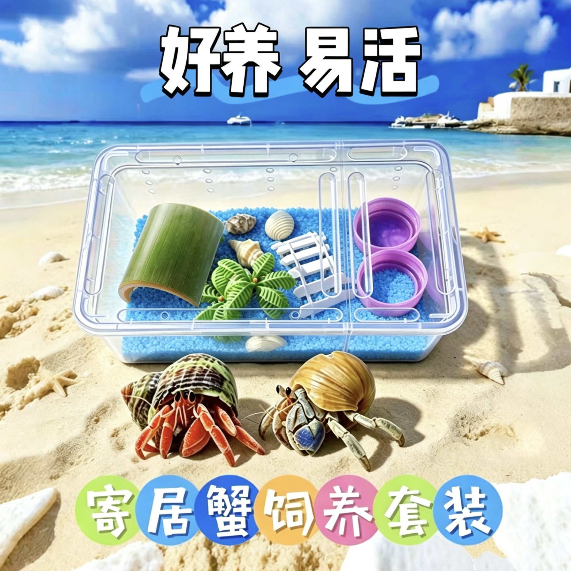 寄居蟹饲养套装 陆生寄居蟹 活体宠物 礼品 桌面宠物景观 解压