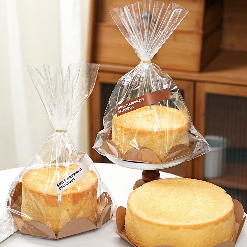 8英寸戚风蛋糕包装袋牛皮纸6蛋糕胚外带吐司面包透明打包盒子烘焙