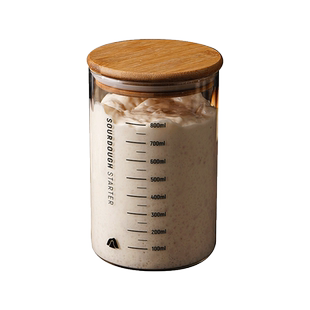 酵种培养皿带刻度玻璃发酵瓶子鲁邦波兰种天然酵母耐高温密封罐瓶