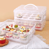 马芬纸杯蛋糕包装 盒四层甜品台打包盒透明塑料手提收纳箱运输盒子