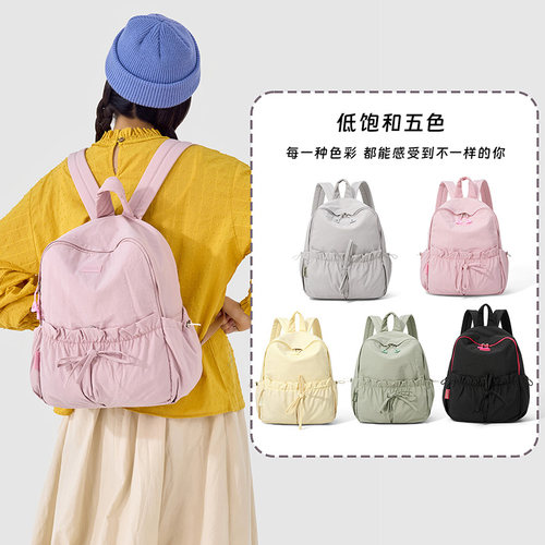 韩版抽绳女学生双肩背包多色