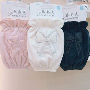 套女款 袖 秋冬季 毛绒防脏护袖 新款 头办公室上班学生套袖 蝴蝶结短款