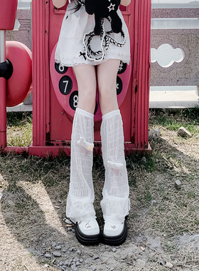 白色蕾丝袜套夏Lolita堆堆袜y2k亚文化女生jk长筒袜腿套薄款辣妹