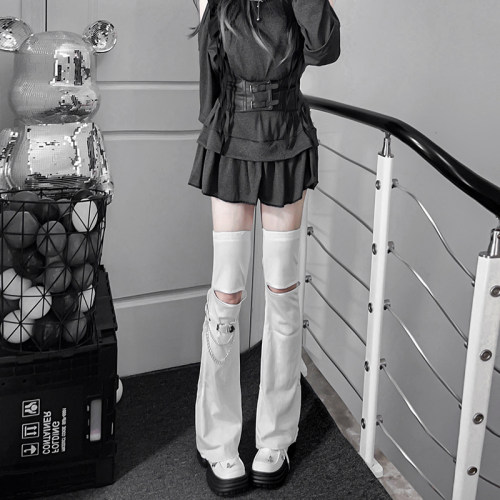 过膝腿套y2k长筒袜小众白色袜套堆堆袜亚文化辣妹显瘦jk阔腿袜子