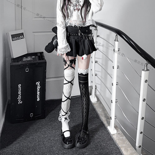 暗黑lolita过膝袜夏薄性感蕾丝边