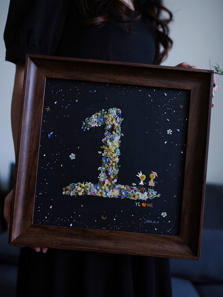 结婚周年纪念礼物送男女友100天生日圣诞元旦永生花手工定制相框