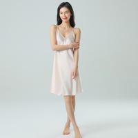 2026 100% mulberry silk true silk sleeping dress for women, solid color halter sexy pajamas, comfortable and smooth home wear thumbnail 8