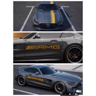 CLA 适用于奔驰AMG C63 PRO车贴拉花C200 GLAE级车身侧裙贴纸 GTR