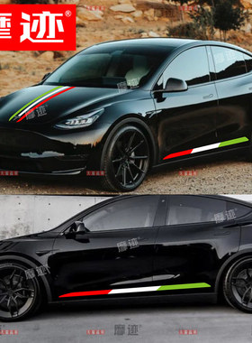 适用於特斯拉model Y车贴拉花model 3 S X车身改装贴纸机盖装饰贴