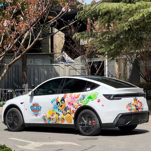 特斯拉modely车贴拉花汪