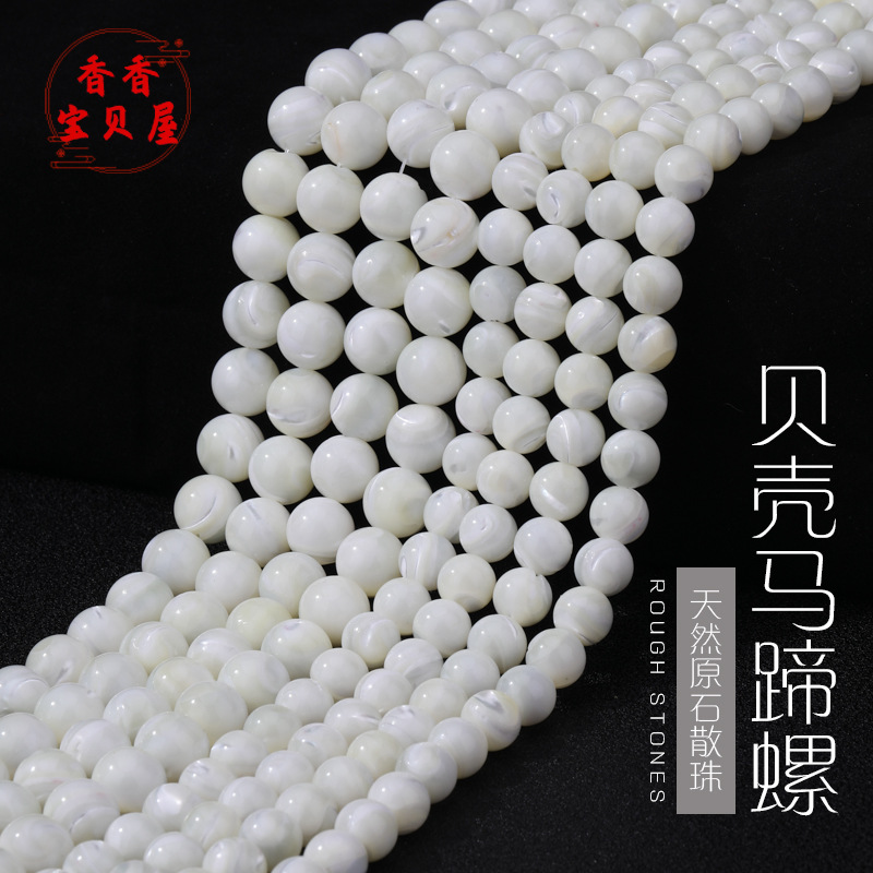 天然贝壳马蹄螺散珠光面贝壳珍珠