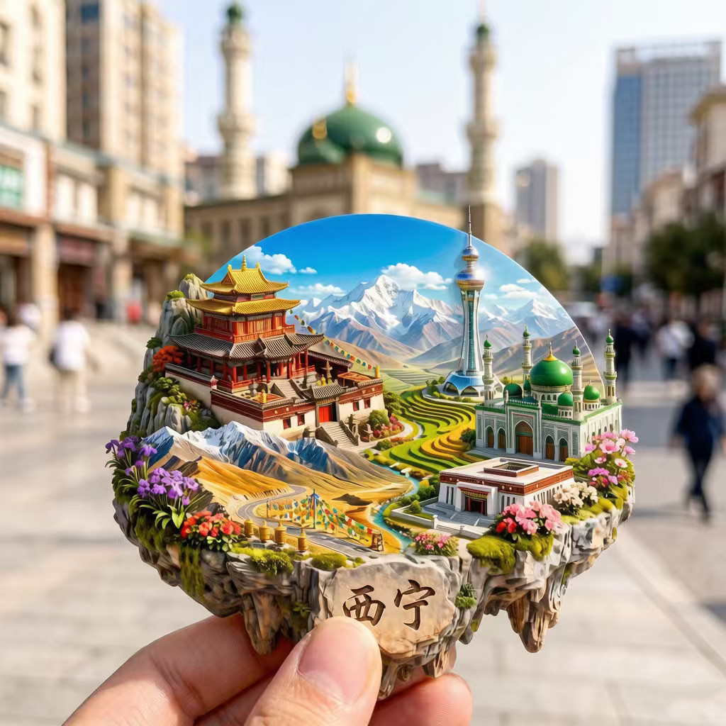 西宁浮雕新款金属冰箱贴青海塔尔寺景区文创旅游纪念品磁贴伴手礼