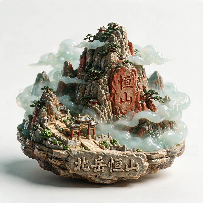 北岳恒山浮雕新款金属冰箱贴山西城市旅游景点纪念品磁贴送人礼物