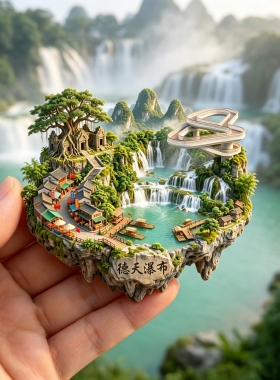 德天瀑布浮雕新款金属冰箱贴广西崇左旅游景点纪念品磁贴送人礼物