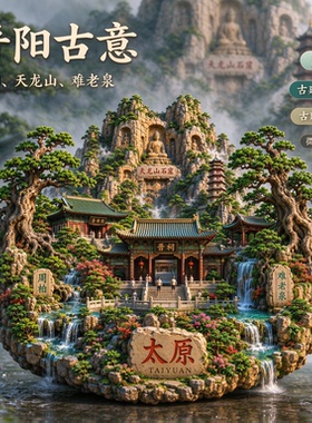 太原浮雕新款金属冰箱贴山西晋祠旅游景点纪念品磁吸贴送人伴手礼