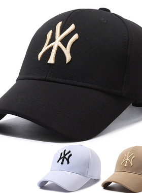 WY字母男士黑色棒球帽时尚潮流遮阳帽子休闲舒适透气防晒鸭舌帽女