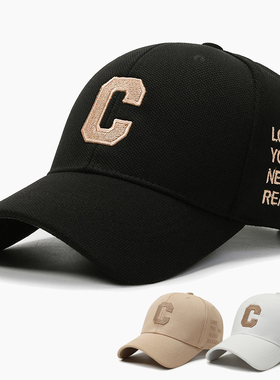 帽子女鸭舌帽韩版潮流防晒帽休闲百搭时尚遮阳棒球帽子C字母帽子