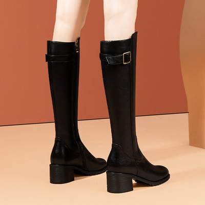 冬定做大筒围胖mm高筒靴大码4045码女靴加肥粗腿靴真皮骑士靴长靴