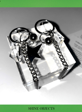 （PTOY*现货）自主JUSTINE 20新款 白钻不对称皓石星星白水晶耳环