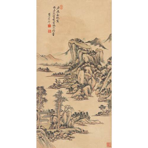 高清复刻清代王原祁仿黄公望山水国画写意水墨微喷古代名画装饰画