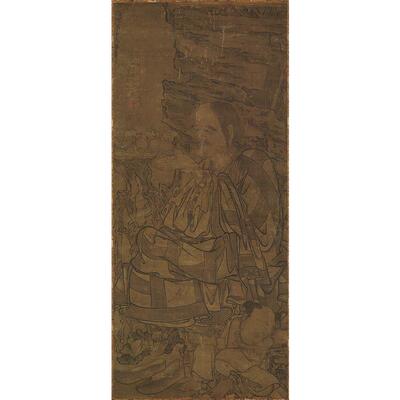 名画复制品李公麟白描罗汉第十三尊者人物画国画艺术微喷装饰画