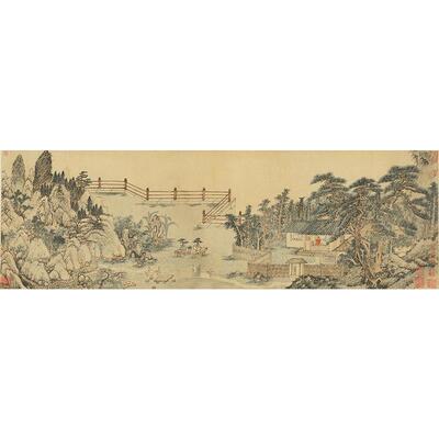 高清复刻明代杜琼友松图国画庭院小景文人画别号图艺术微喷装饰画