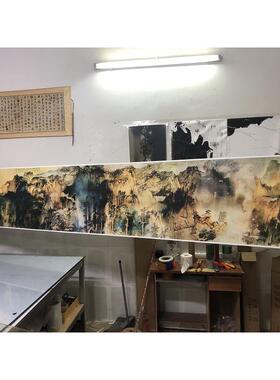 名家水墨风景山水国画横轴张大千庐山图家居卧室背景墙室内装饰画